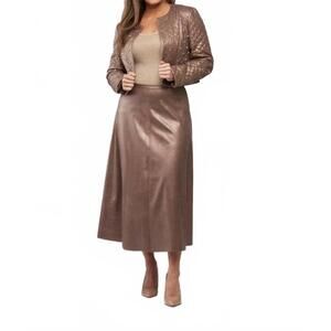 NEW INSIGHT vegan leather crop jacket in bronze